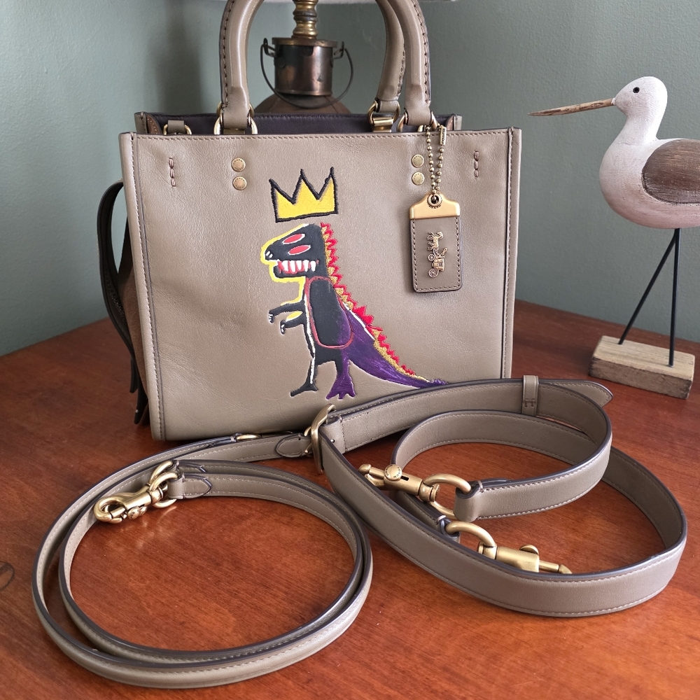 Coach 6889 Rogue 25 Basquiat Rexy Tan Leather Satchel Bag Limited Edition